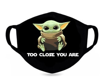 N//A/” Anticlea Baby Yo-Da Star Wars Face bandanas Covering Black Reusable Washable Double Layered Adults Kids Too Close You are,M