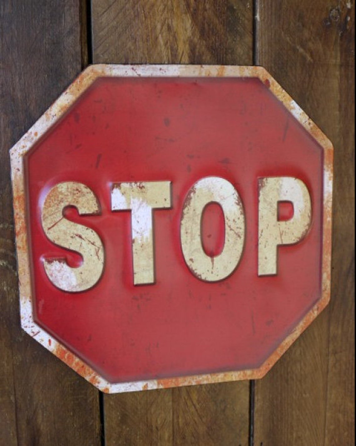 Embossed METAL Vintage Stop Sign Rustic Wall Plaque 35cm Road Etsy