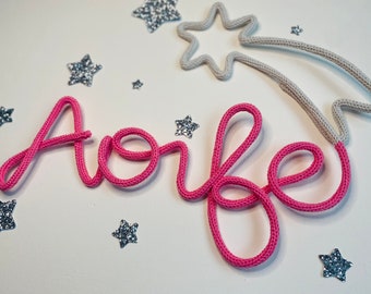 Personalised wire words with Shooting star - Knitted words - wool words -Kids room decor -Children's bedroom signs -names -personalised gift