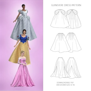 Guinevere Skirt Dress Pattern Sizes 12-18 (Classic Princess Inspired) -Downloadable PDF