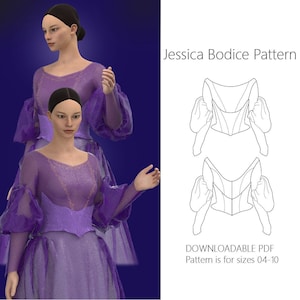 Jessica Bodice Pattern (The Little Mermaid Inspired) Sizes 4-10