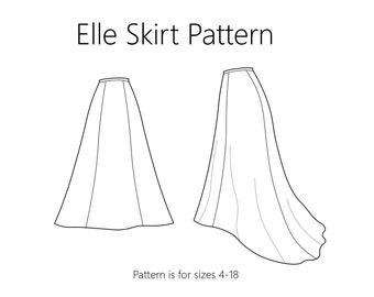 Elle Skirt Pattern Sizes 4-18 (Aurora Wedding Dress Inspired)- Downloadable PDF