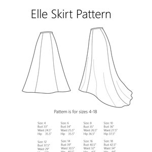 Elle Skirt Pattern Sizes 4-18 (Aurora Wedding Dress Inspired)- Downloadable PDF