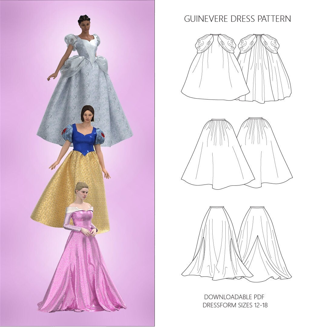 white christmas dresses Princess Fit N Flair Dress PDF Pattern Download – Sew Anastasia main image 0