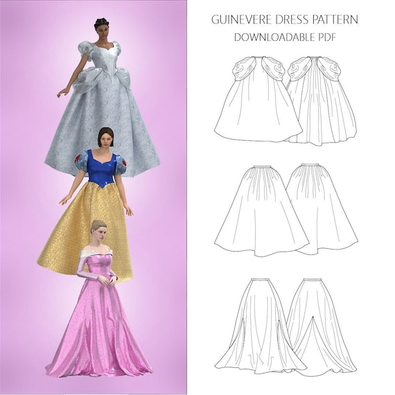 open lace back dress Elven Princess Dress Printable Sewing Pattern – Maridah main image 1
