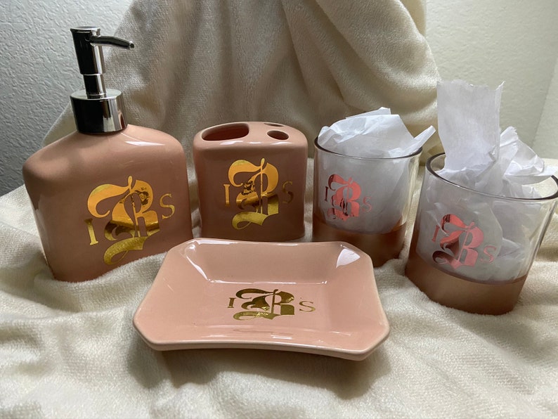 His and Her Bathroom Set 5 Pieces Etsy
