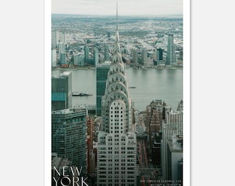 Lámina artística del Edificio Chrysler: Horizonte de Manhattan, arquitectura de Nueva York