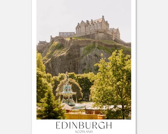 Impresión del Castillo de Edimburgo: fotografía de paisajes escoceses, arte de los jardines de Princes Street