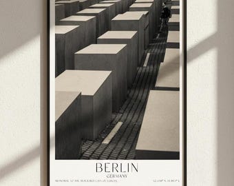 Lámina artística del Muro de Berlín: póster arquitectónico del Memorial del Holocausto, fotografía minimalista alemana, decoración de monumentos urbanos