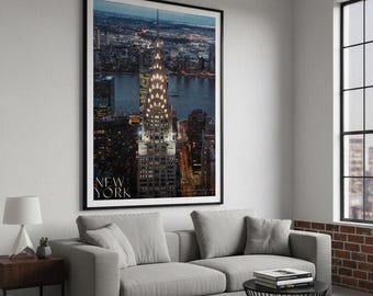 Lámina artística del Edificio Chrysler: fotografía del horizonte de Nueva York, decoración art déco