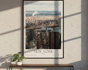 Impresión del puente de Queensboro: horizonte de Nueva York, arquitectura de Manhattan