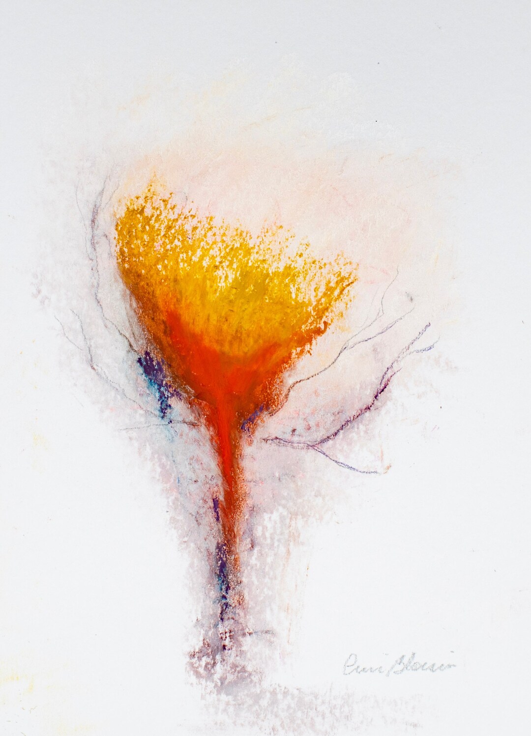 Abstract Nature Drawing in Dry Pastel and Oil Wall Etsy