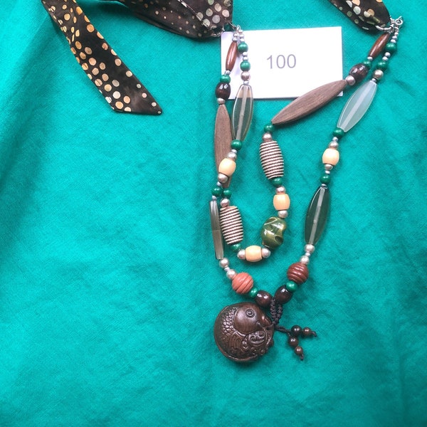 Ojime Bead Pendant Necklace