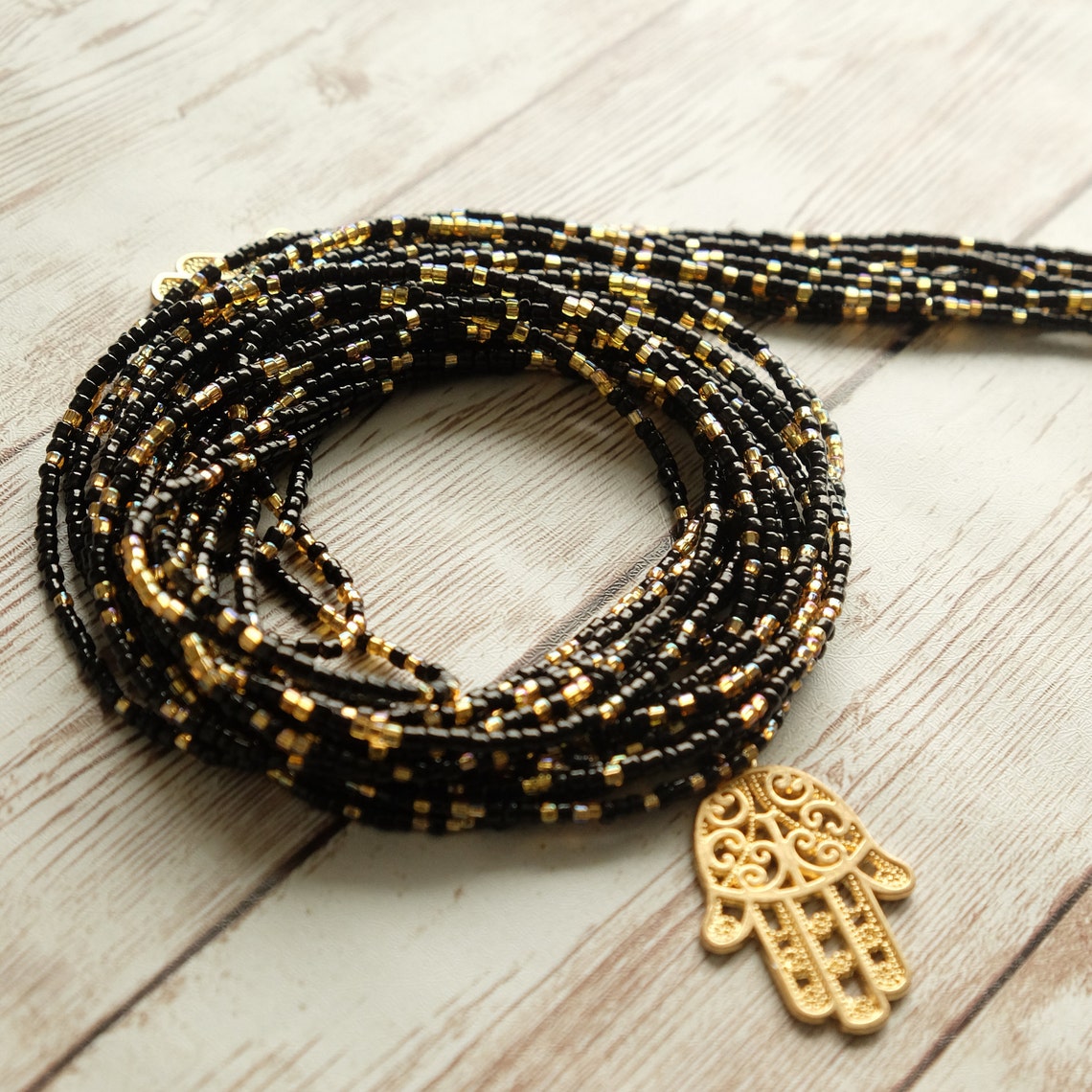 Black Gold Waist Beads African Waist Beads Waistbeads | Etsy