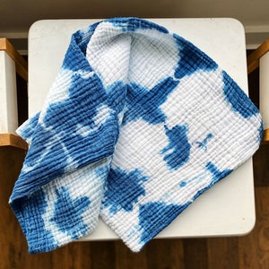Ikat Indigo Muslin Blanket- naturally dyed