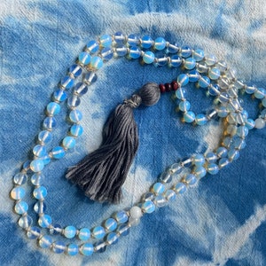 Opalite and White Jade Mala