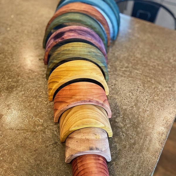 Naturally Dyed  Wooden Rainbow Stacker