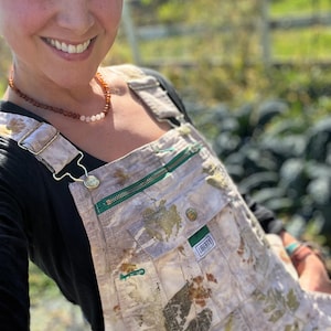 Custom Order Eco Printed Work overalls-brand varies-workwear-tie dye-ecoprinted -women’s overalls -women’s fashion-naturally dyed gifts