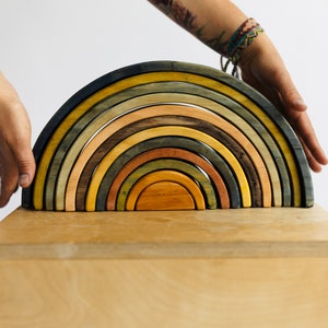Naturally Dyed Wooden Rainbow Stacker- MOntessori Toys, Toddler toys, Wooden Toys, Heirloom Toys, Eco friendly Toys, Kids BIrthday Gift,