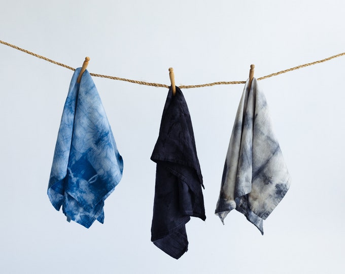 Naturally Dyed Floursack Towel- Hand Towel- House warming gift- gifts, natural dye, - Dinner napkin- Tie Dye indigo towel, Natural gifts