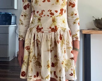 Free People Babydoll dress- Eco Printed-size MEDIUM- naturally dyed, women’s fashion, free people, women’s dress, sun dress, fall fashion