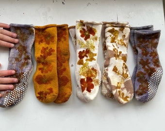 Botanical Pressed Socks-Naturally dyed and botanically printed kids socks