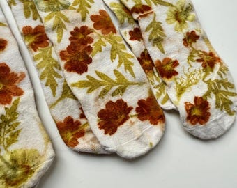Kids Eco Printed Tread socks-naturally dyed, botanically dyed, hand dyed, gifts, stocking stuffers