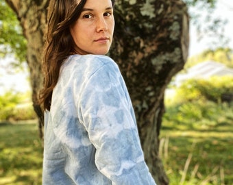 Naturally Dyed  Cloud Sweater. Made with indigo or turmeric and onion skins