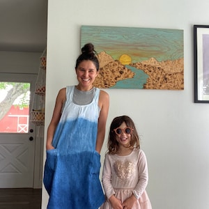 Indigo Gradient Cotton Linen Apron-naturally tie dyed, indigo, gift, housewarming