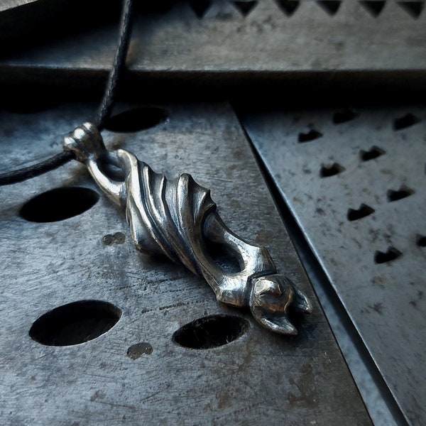 SLEEPING BAT necklace made from silver, art deco bat, VALK jewelry