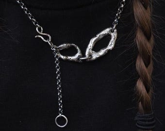RECYCLED 925 sterling silver necklace stuctured necklace ring