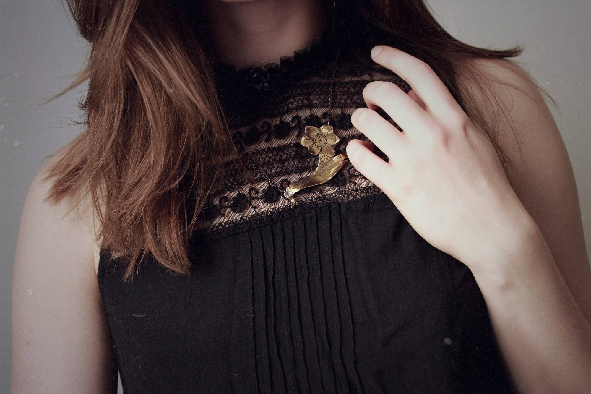 Narcissus / Poisonous Plant / Brass Pendant / Handmade Pendant Etsy