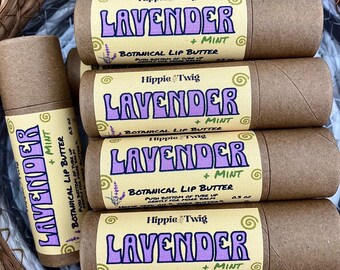 Lavender Mint Lip Balm//0.3oz//compostable tube//local herbs//beeswax