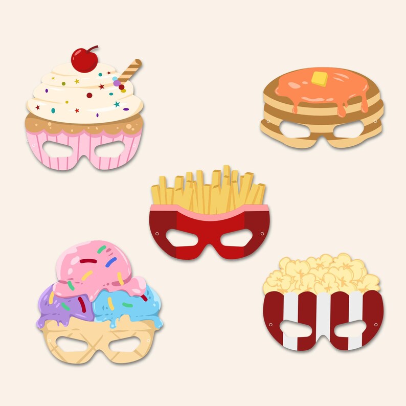 Kids Fast Food Masks Printable | 10 Fun Food Masks for Birthday Party ...