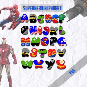 Superhero Alphabet Clipart – Printable PNG Letters for Kids Birthday, Baby Shower & Classroom Decor