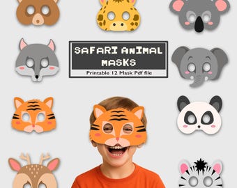 Safari Animal Masks Printable: Jungle Party Masks (PDF)