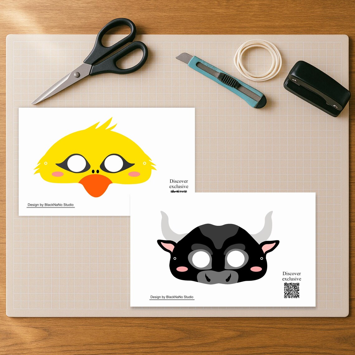 Farm Animal Masks Printable Kids' Pretend Play Party Favors (PDF