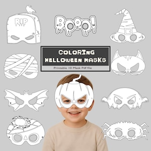 Coloring Halloween Masks for Kids – Printable PDF | Fun DIY Halloween Activity