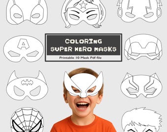 DIY Superhero Mask Coloring Pages: Printable Craft Activity (PDF Download)