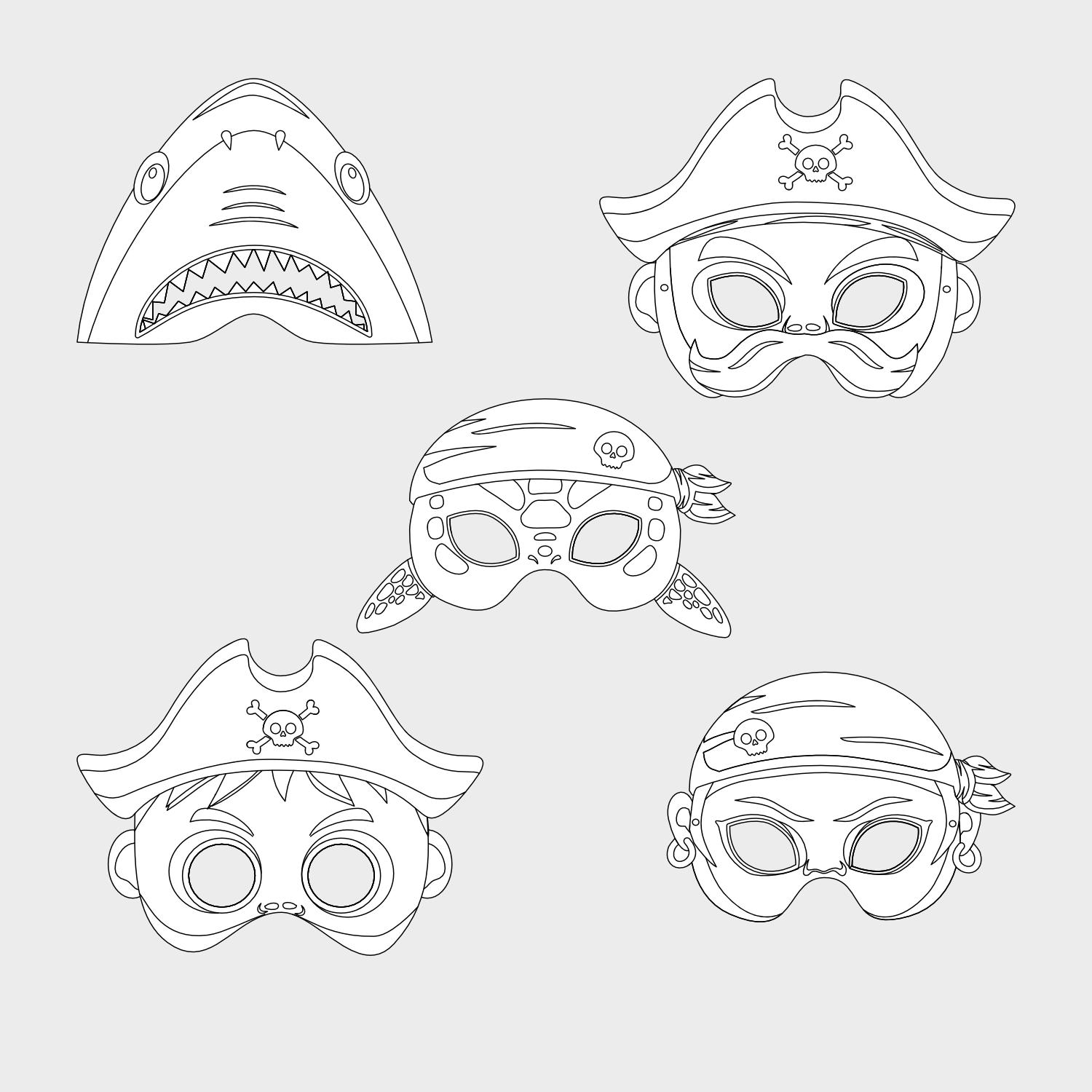 Kit De 24 Masques De Pirate à Colorier - Carton Pré-imprimé Avec 12 Motifs - Pinceaux Et élastiques Inclus - Idéal Pour Fêtes Et Anniversaires