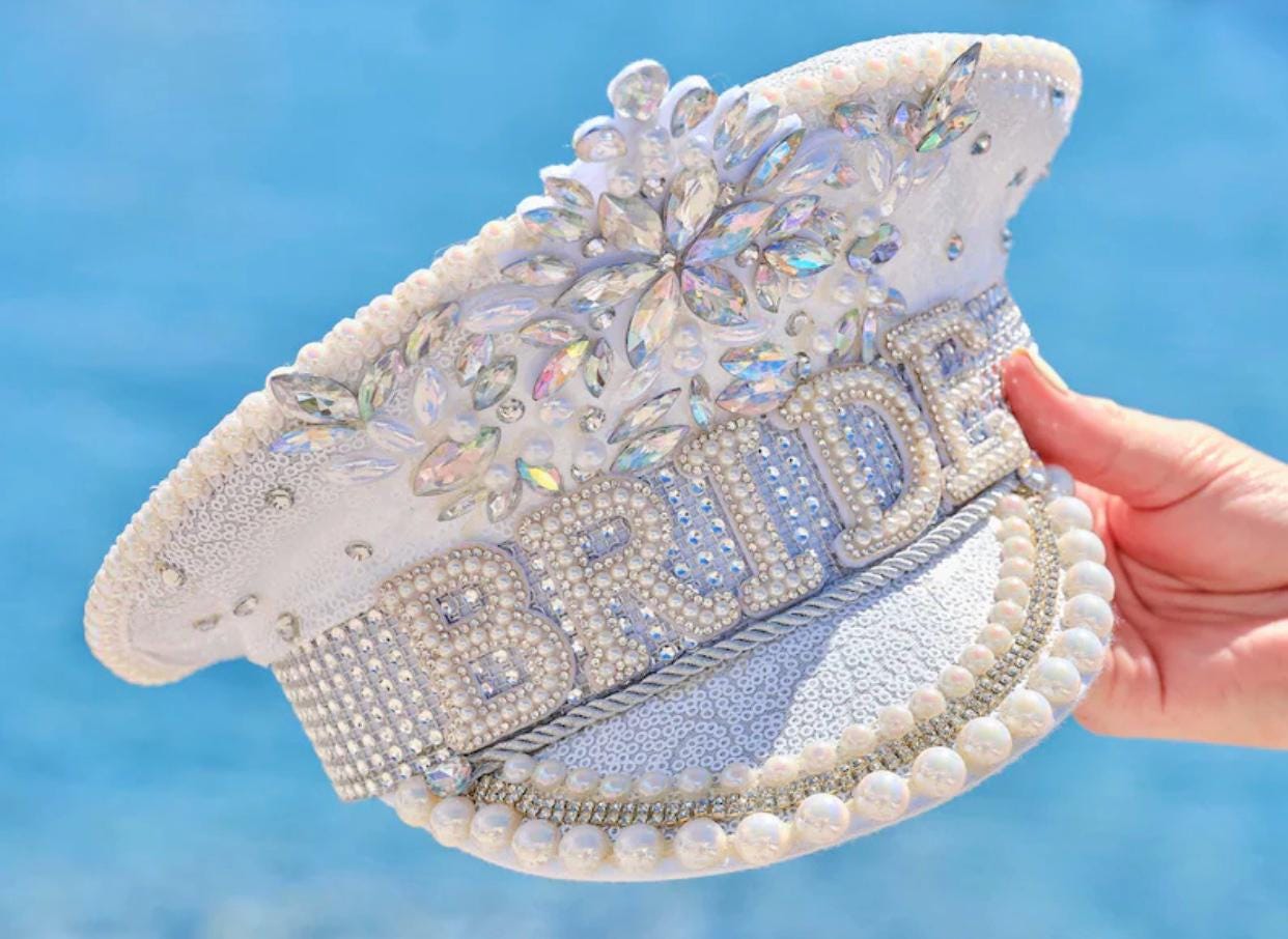 Bedazzled BRIDE Hat Bachelorette Party Bridal Shower Faux  display picture 1
