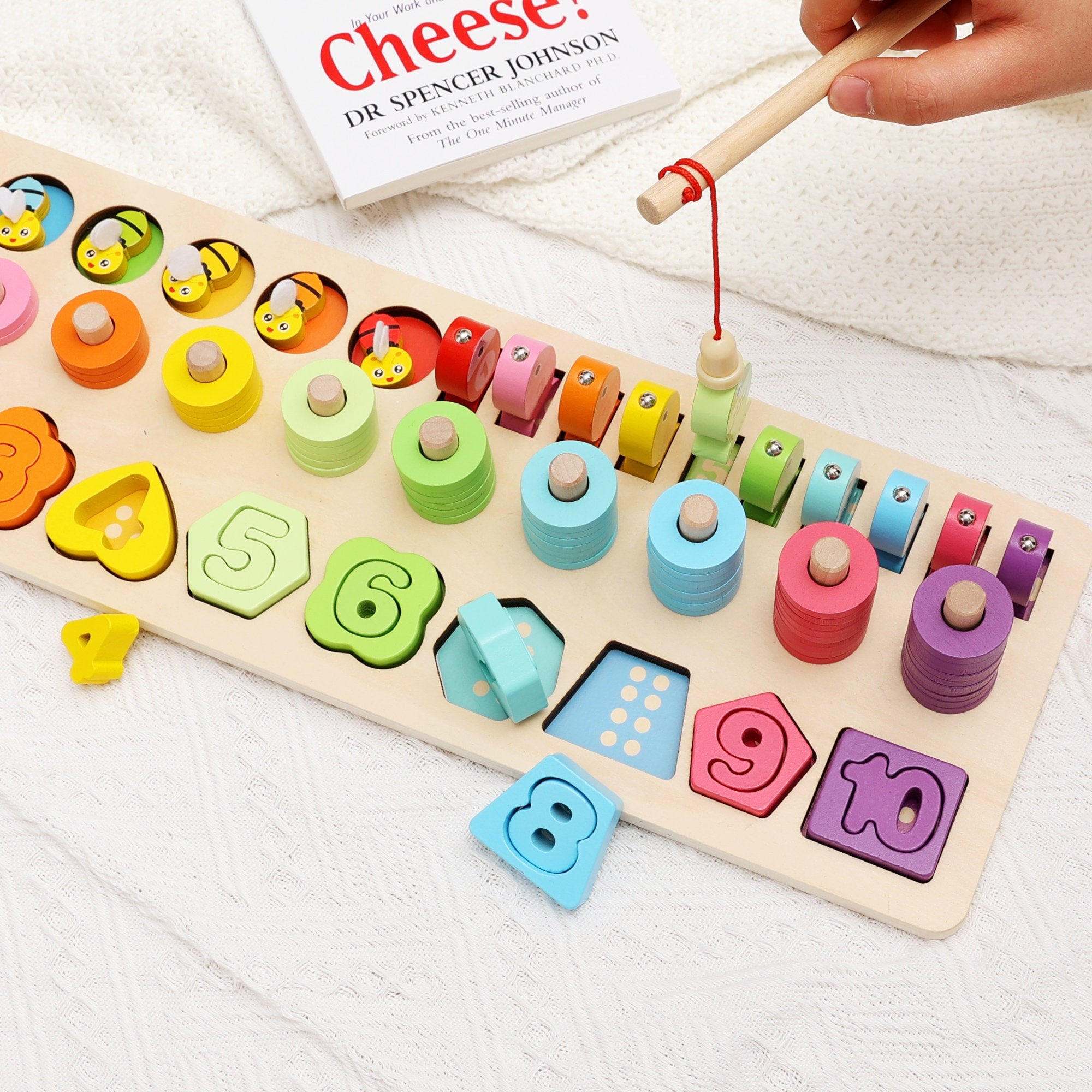 Montessori Wooden Number Sorter Puzzle Math Stacking Block Etsy