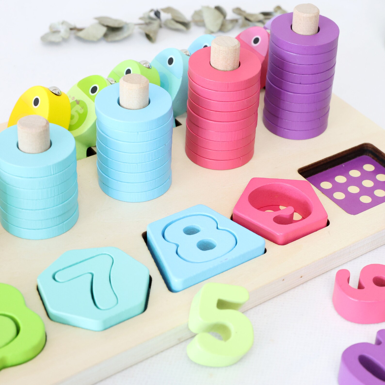 Montessori Wooden Number Sorter Puzzle Math Stacking Block Etsy