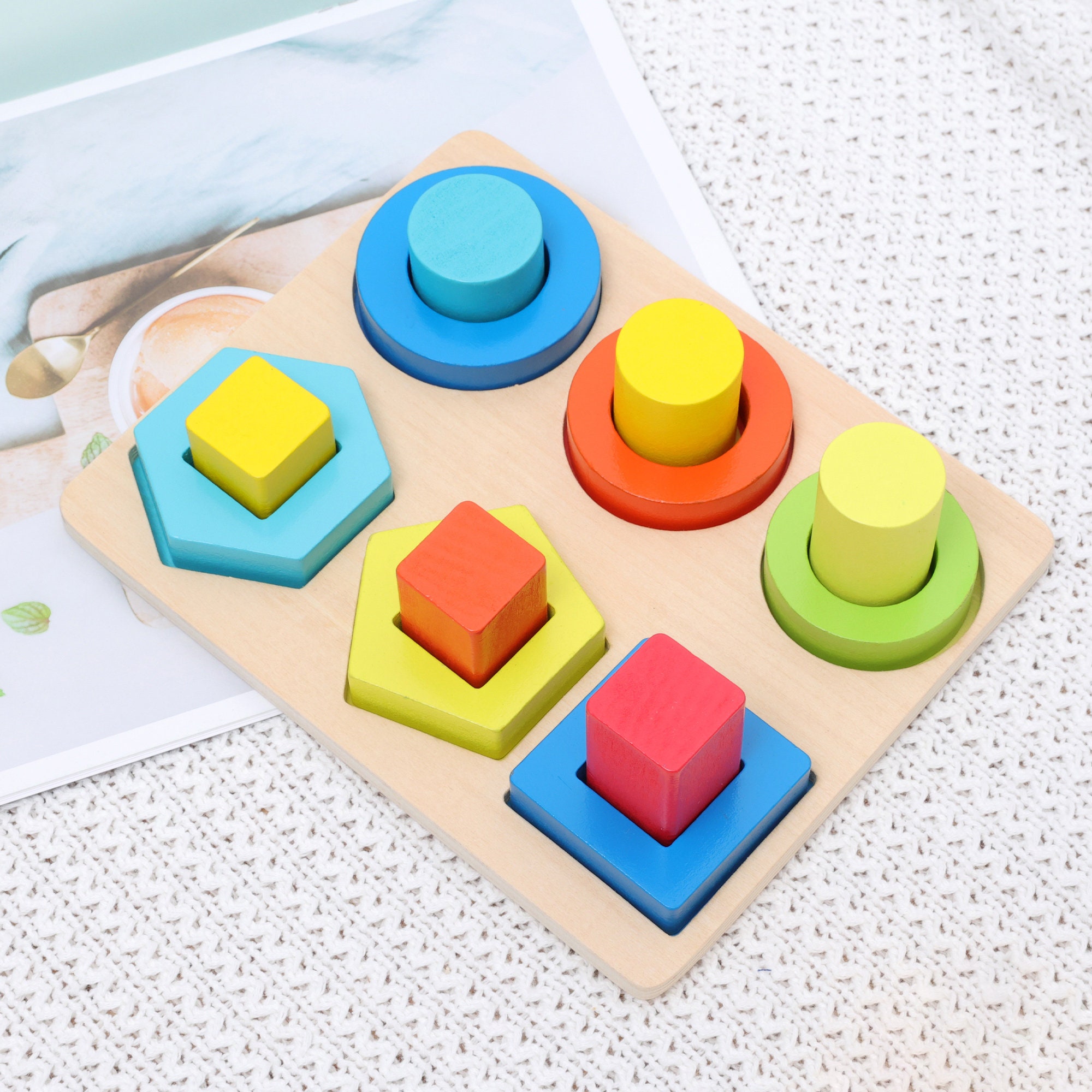 Montessori Wooden Shape Sorter Board Shape Mathcing Toy for Etsy UK
