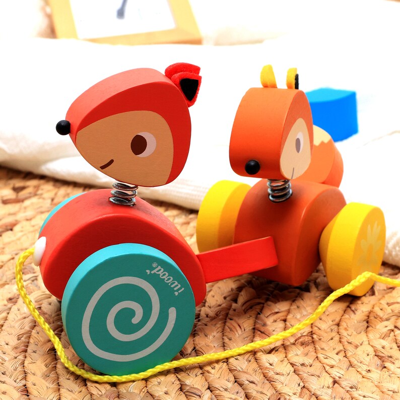 Wooden Pull Along Fox Toy for Babies Age 12 Months Great Etsy
