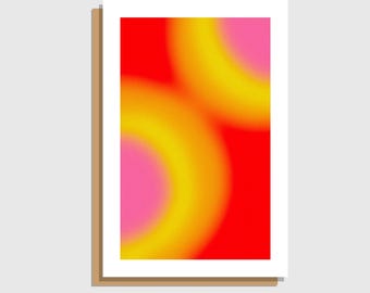 Biglietto d'auguri con sfumatura astratta, biglietto d'arte moderna e colorata, biglietto dal design contemporaneo, biglietto illustrato originale, interno vuoto