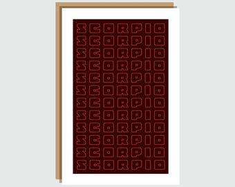 Scorpio Greeting Card | Zodiac Birthday Card | Astrology Gift | Blank Card