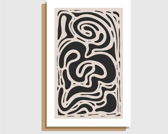 Biglietto d'auguri con arte astratta, biglietto dal design moderno, biglietto d'auguri minimalista, biglietto d'arte contemporanea, biglietto illustrato originale