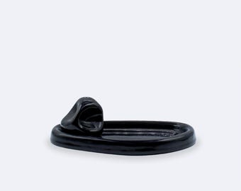 Handmade Black Ceramic Incense Holder Set | Modern Incense Burner | Luxury Home Decor | Pottery Gift