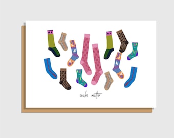 Biglietto d'auguri "Socks Matter" / Biglietto con illustrazione di moda per gli amanti dei calzini